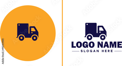 Delivery service icon Courier service Transport service Delivery company flat logo sign symbol editable vector