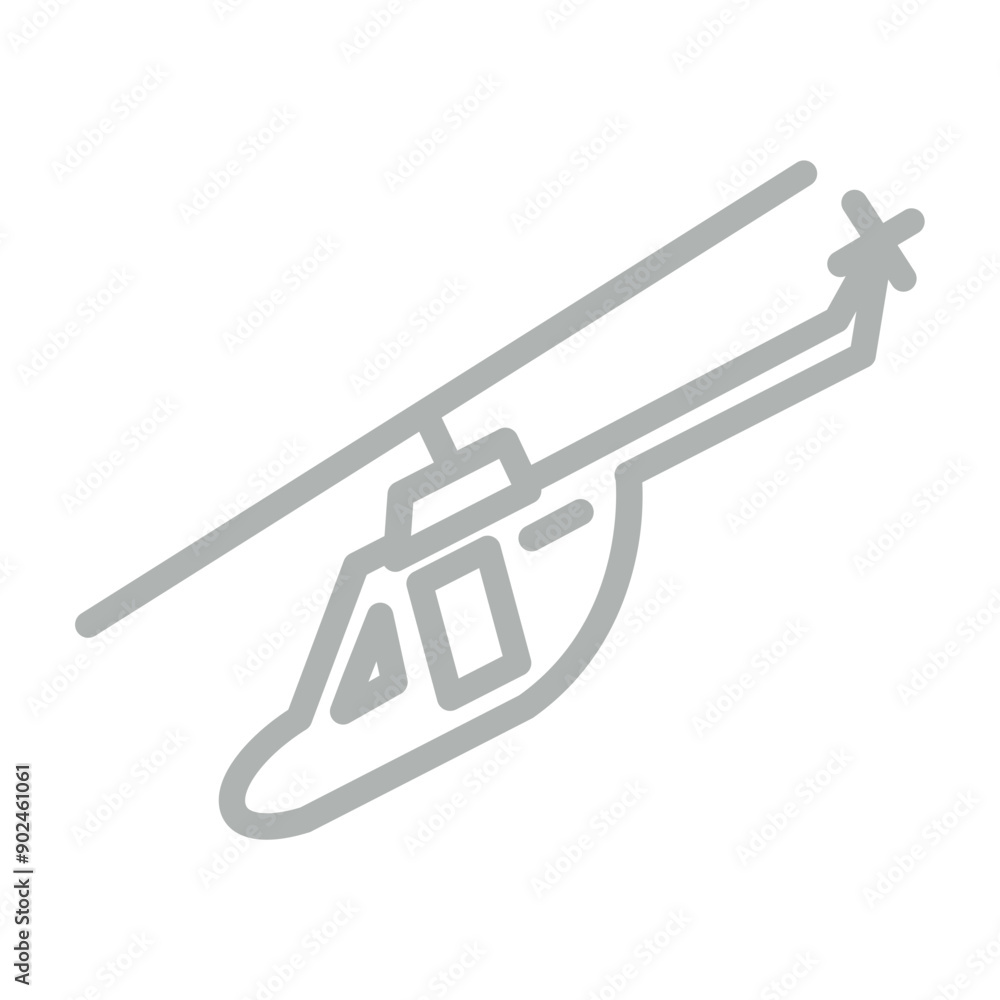 Helicopter Vector Line Grey Icon Design Helicopter Vector Line Grey Icon Design