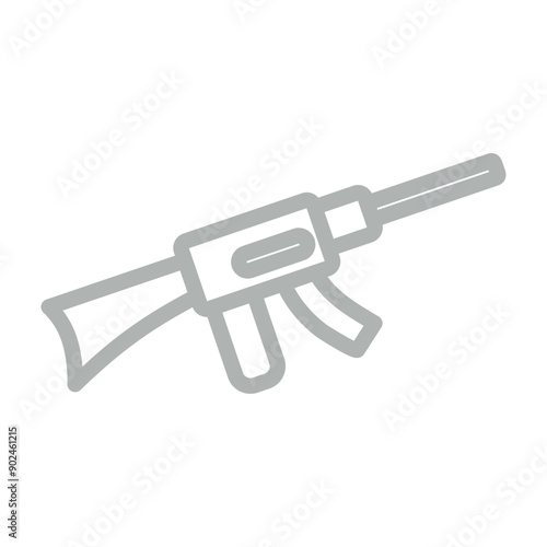 Rifle Vector Line Grey Icon Design