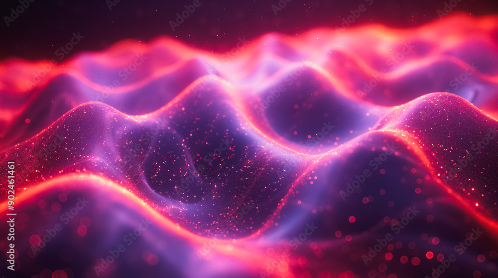Immersive 3D background with abstract music elements and flowing ...