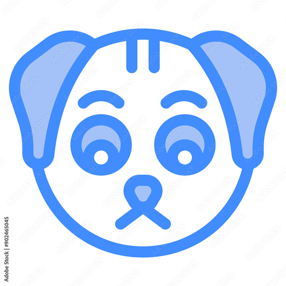 Fototapeta premium Vector Icon Worry, Dog, Animal, Wildlife, Dog Emoji