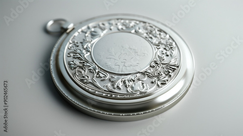 Shiny silver sports medal i...