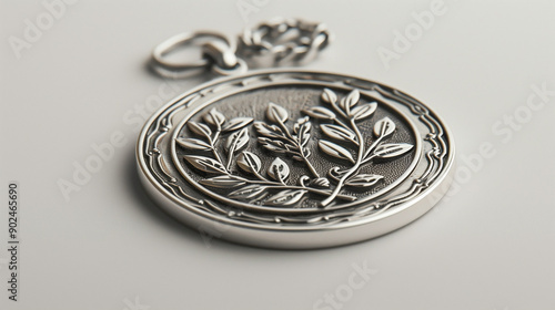 Shiny silver sports medal i...