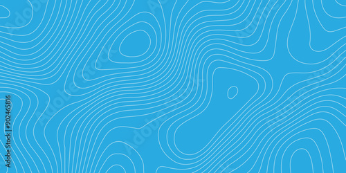 Topography white wave line contour map background design. light blue background and white line background. modern design Imitation geographical map vector illustration.