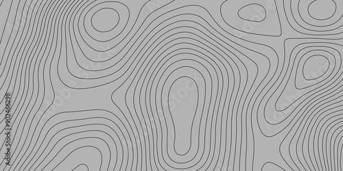 Topography black wave line contour map background design. gray background and black line background. modern design Imitation geographical map vector illustration.