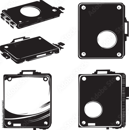 Memory Card Artistic Silhouette Elements in Black