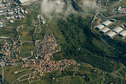 Aerial view of Lisbon, with Vasco da Gama Bridge, Tejo park and Trancao river, PORTUGAL photo