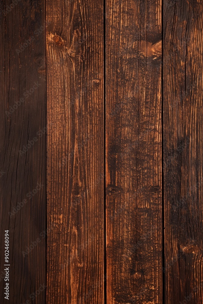 Fototapeta premium A close-up of aged and weathered wooden planks with warm brown tones, creating a rustic and natural texture. Perfect for backgrounds, design projects, or decor inspiration.