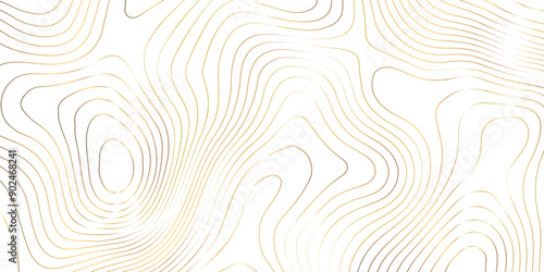 Topography golden wave line contour map background design. white background and golden line background. modern design Imitation geographical map vector illustration.