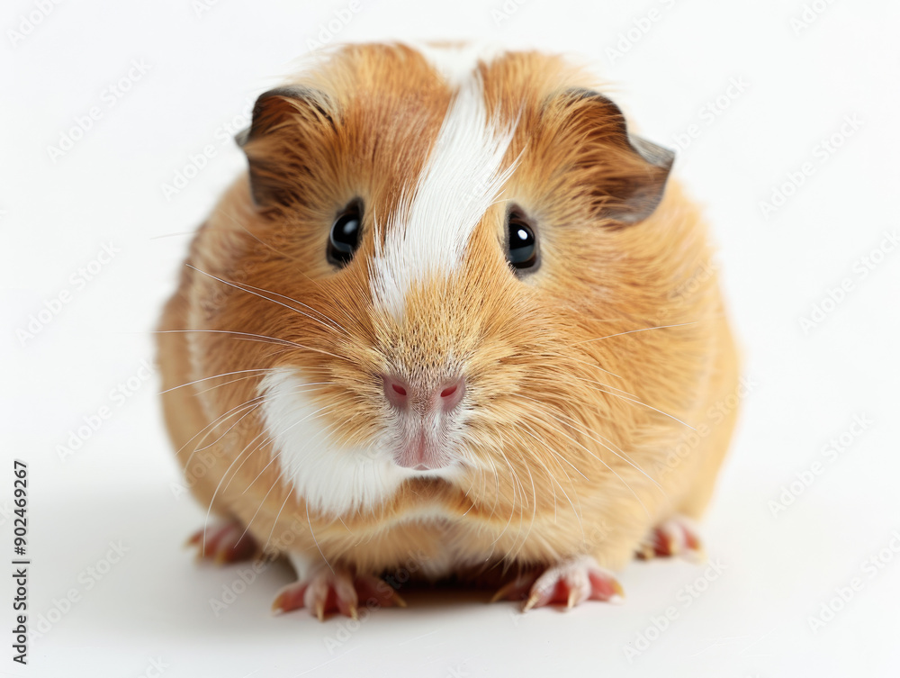 Charming Photo of a Guinea Pig, Endearing Close-Up on White Background Charming Photo of a Guinea Pig, Endearing Close-Up on White Background