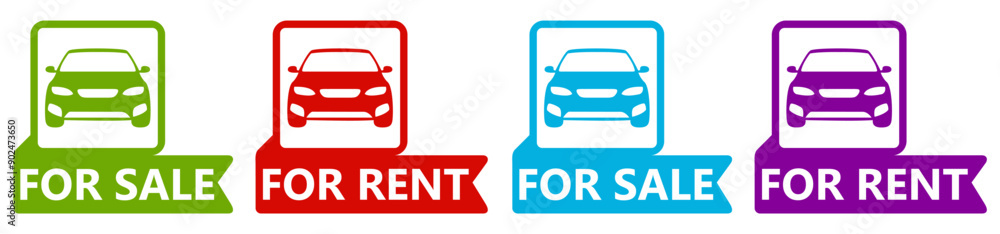set Automobile for sale sign icon. car for rent sticker social media template design vector illustration set Automobile for sale sign icon. car for rent sticker social media template design vector illustration