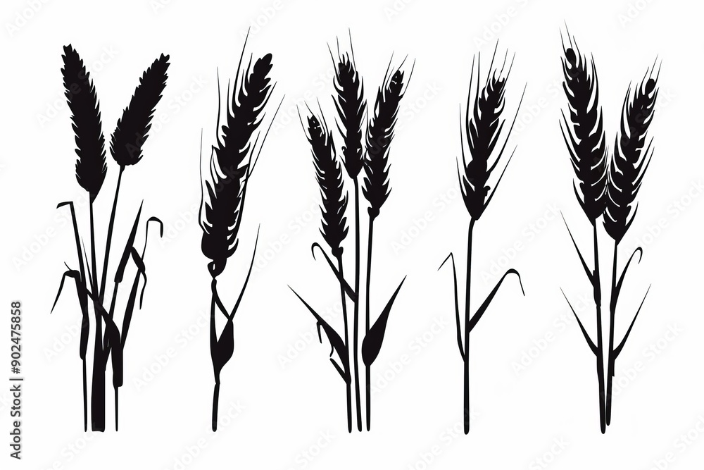 Wheat icon, rye ears sign, barley emblem, oats, cereals symbol, wheat ear, seeds, corns set Wheat icon, rye ears sign, barley emblem, oats, cereals symbol, wheat ear, seeds, corns set