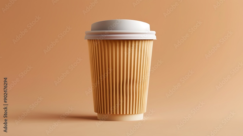A single takeaway coffee cup on a wooden table A single takeaway coffee cup on a wooden table