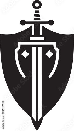 Sword Shield vector silhouette illustrtion