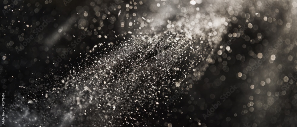Overlay of ash particles, on black background, Generative AI Overlay of ash particles, on black background, Generative AI
