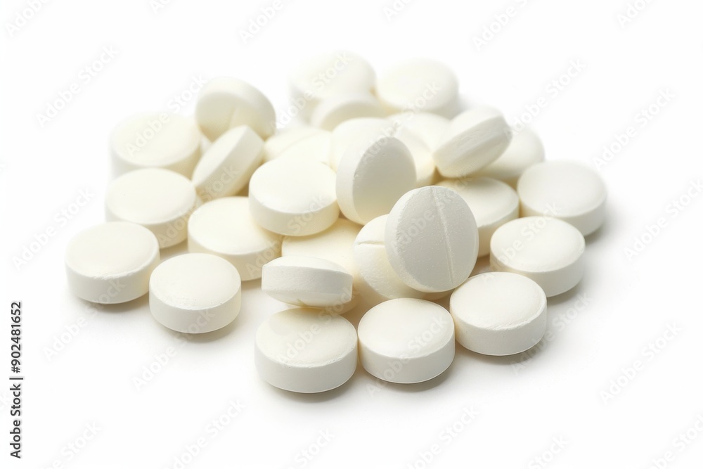 Pills On White Background. Medicine and Health Concept with Isolated White Pills Pills On White Background. Medicine and Health Concept with Isolated White Pills
