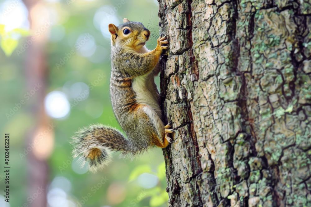 A Curious Squirrel Climbing Up a Tree Trunk A Curious Squirrel Climbing Up a Tree Trunk