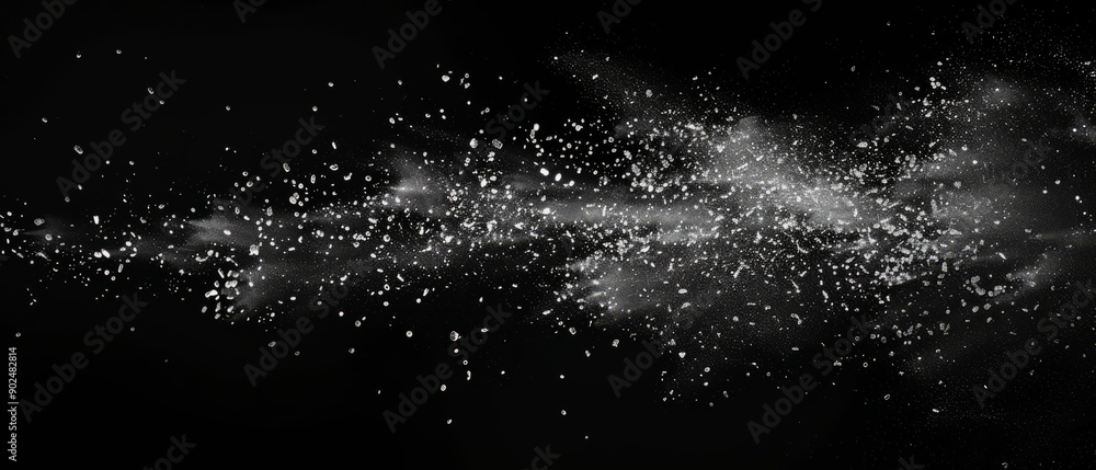 Overlay of fuzz particles, on black background, Generative AI Overlay of fuzz particles, on black background, Generative AI