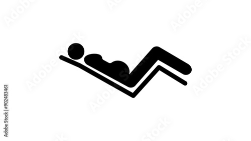 Birth emblem,pregnant woman on obstetric bed,  black isolated silhouette  