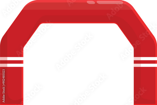 Red inflatable archway inviting people to enter a promotional, celebratory or sporting event