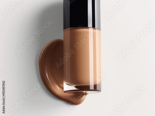 Close-Up of a High-End Foundation Bottle on White Background