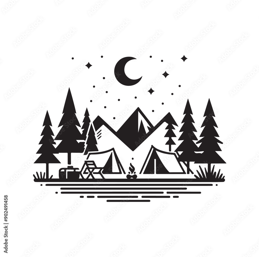 Obraz premium Camping set vector illustration icon