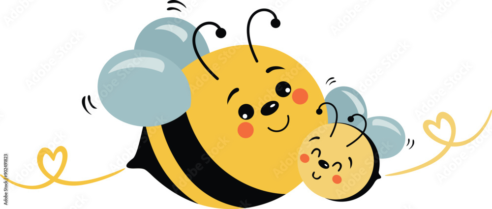 Cute bee and the little son Cute bee and the little son
