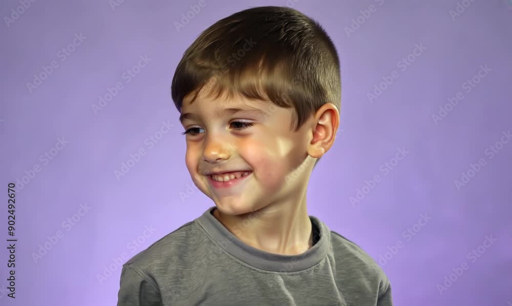 Portrait of a smiling little boy on a purple background. Close-up. Portrait of a smiling little boy on a purple background. Close-up.