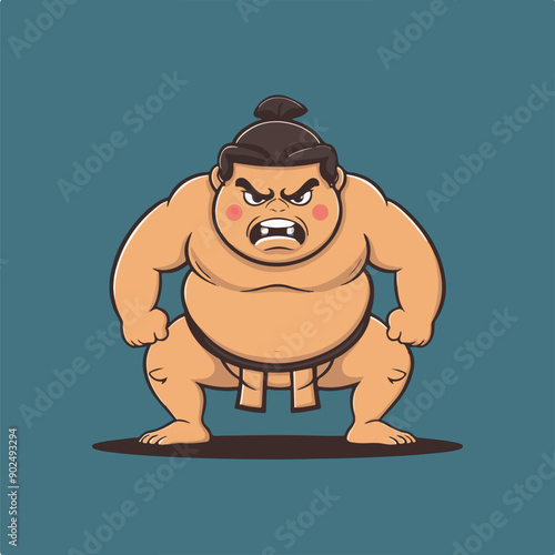 Angry Sumo Wrestler Vector Icon Illustration hand drawn art