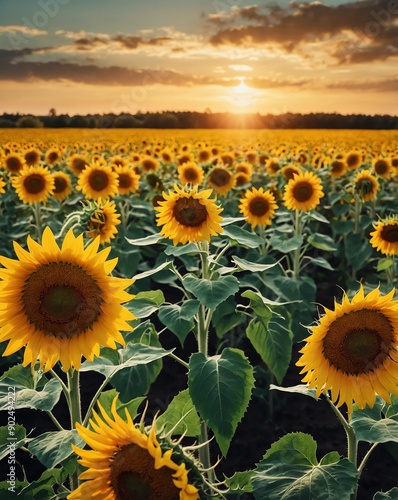 field of tall sunflowers backgroundvertical background vertical shot