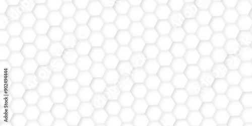 3d hexagonal structure futuristic white background and embossed hexagon abstract with hexagon background. honeycomb hexagonal background. Hexagon shape, white, shiny gray. hexagon pattern shape.
