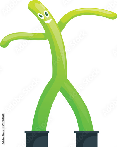 Green inflatable tube man is waving its arms in the air