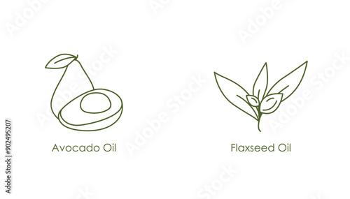 avocado and flaxseed oil icon vector illustration 