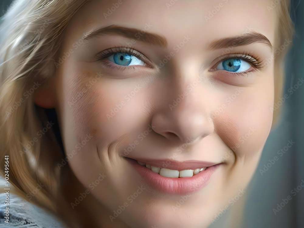 AI smiling portrait: A blue-eyed Russian female in her twenties AI smiling portrait: A blue-eyed Russian female in her twenties