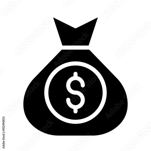 Money Bag Vector Glyph Icon Design