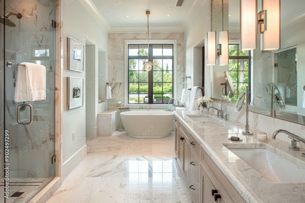 Luxurious Bathroom with Marble and Modern Fixtures