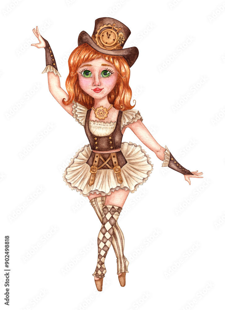 Fototapeta premium Girl ballerina in the steampunk fairy tale 