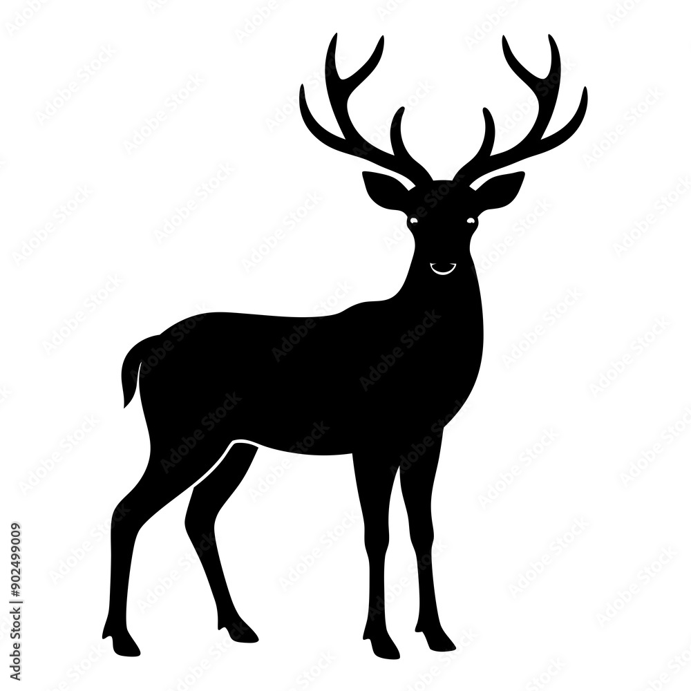 Fototapeta premium Deer silhouette vector art head with antlers illustration