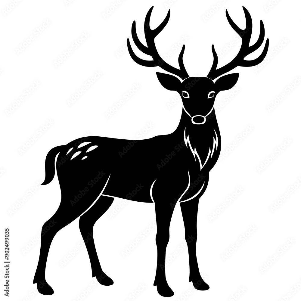 Fototapeta premium Deer silhouette vector art head with antlers illustration