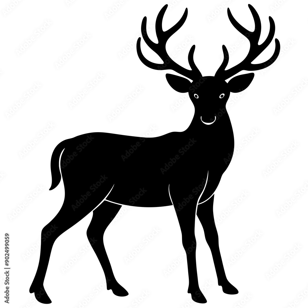 Fototapeta premium Deer silhouette vector art head with antlers illustration