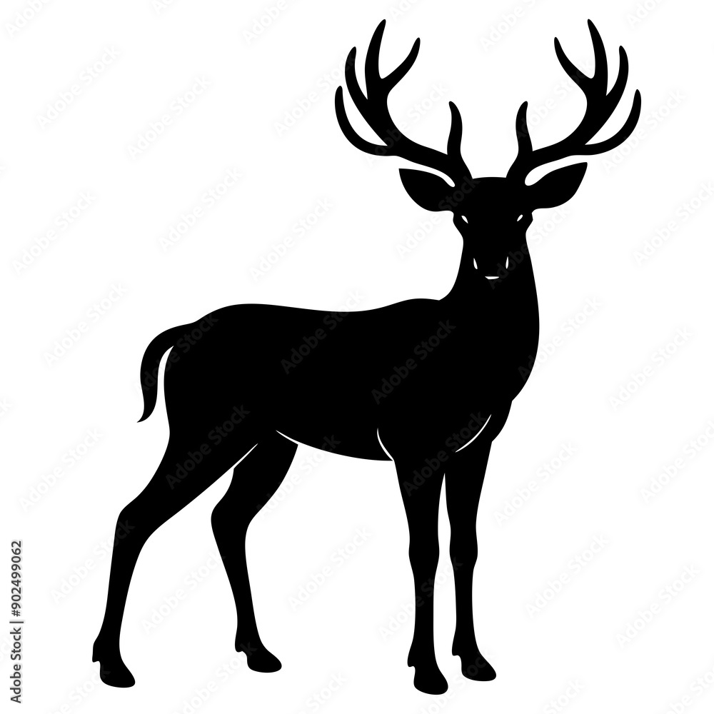 Fototapeta premium Deer silhouette vector art head with antlers illustration