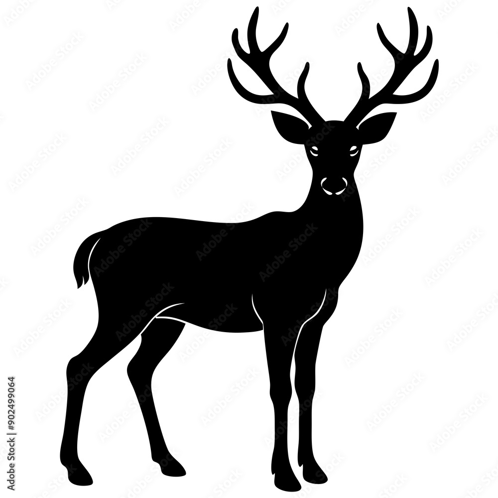 Fototapeta premium Deer silhouette vector art head with antlers illustration