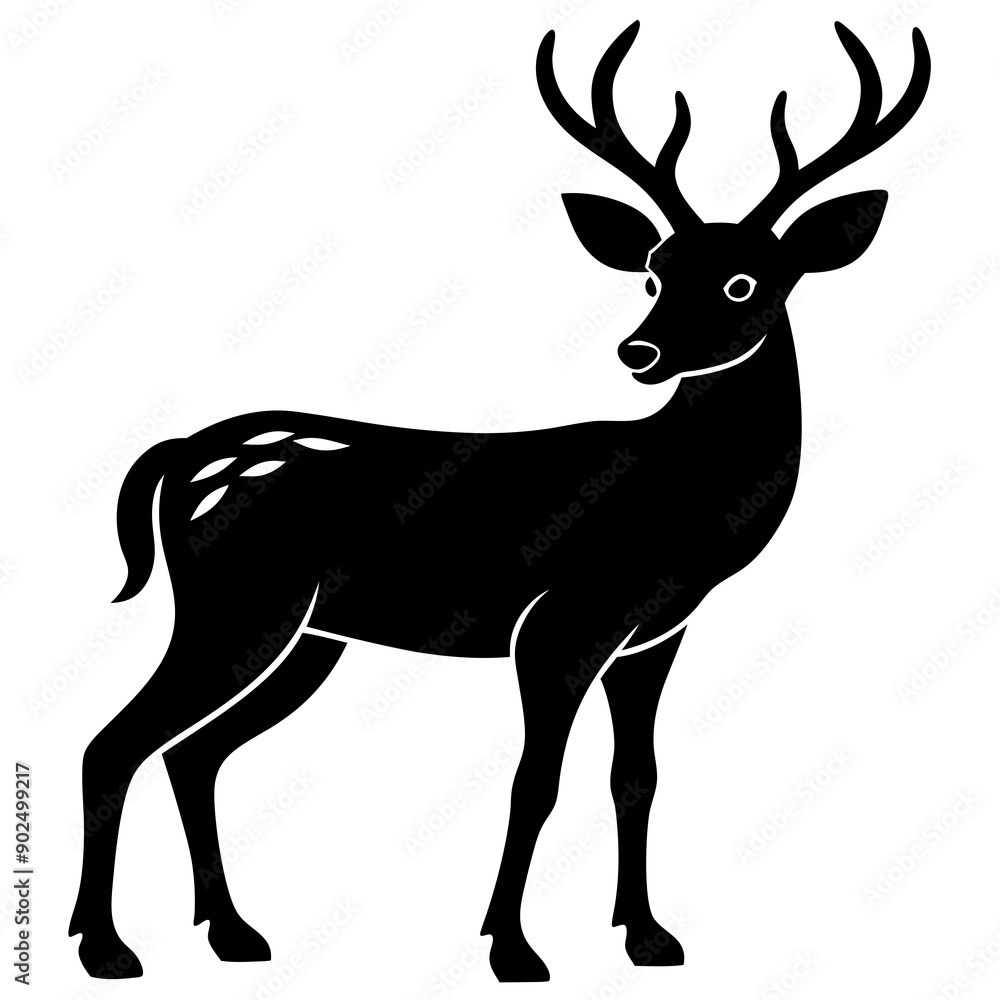 Fototapeta premium Deer silhouette vector art head with antlers illustration