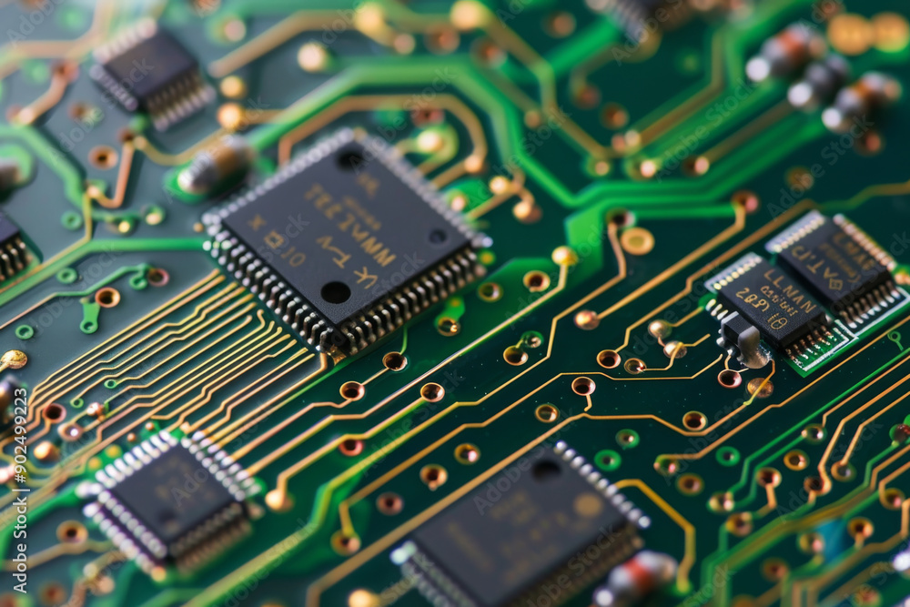 Close-up of Integrated Circuits on a Green Printed Circuit Board Close-up of Integrated Circuits on a Green Printed Circuit Board