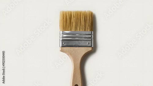 Isolated Paintbrush with Metal Ferrule