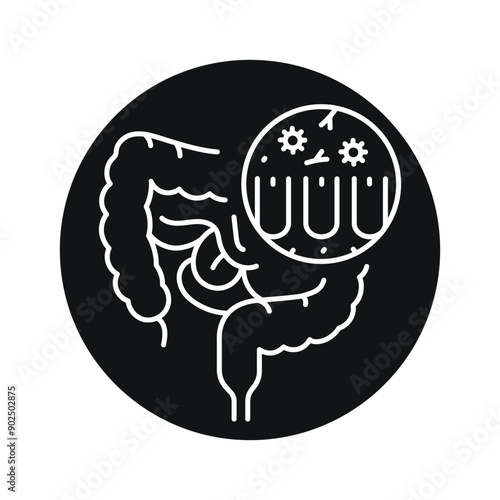 Dysbiosis line black icon. Intestine microbiota. Sign for web page, mobile app, button, logo. Vector isolated button.