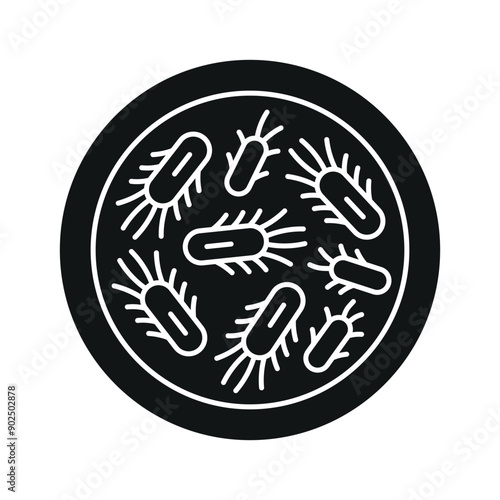 Escherichia coli line black icon. Intestine microbiota. Sign for web page, mobile app, button, logo. Vector isolated button.
