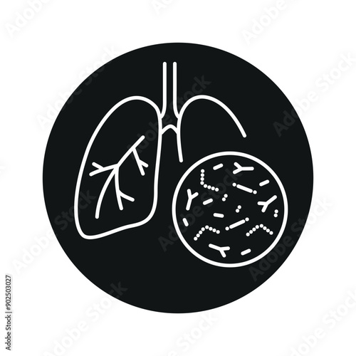 Respiratory microflora line black icon. Sign for web page, mobile app, button, logo. Vector isolated button.