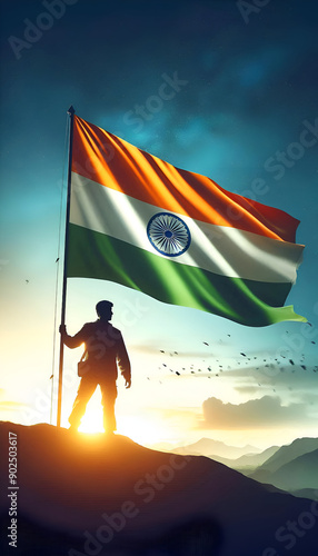 An India flag banner and poster design nation celebration background photo