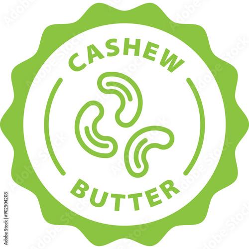 green cashew butter outline icon round rounded circle badge stamp label isolated on transparent background